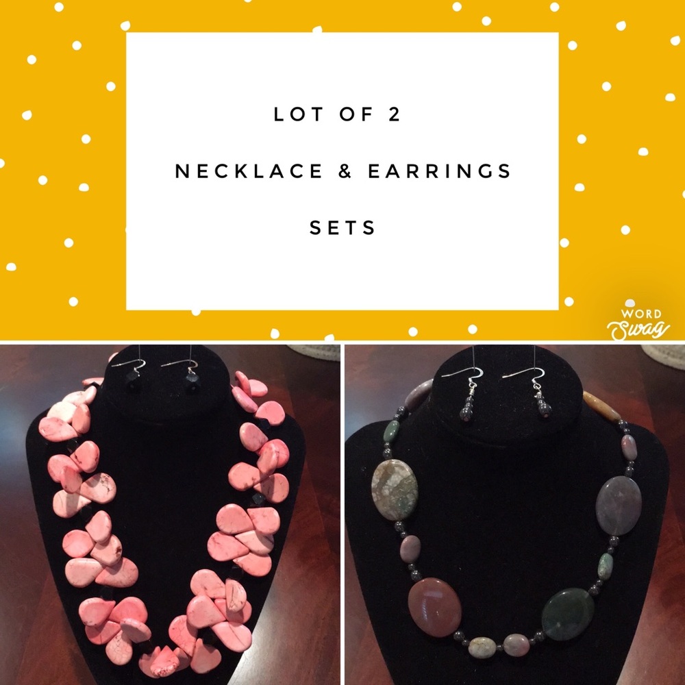 Lot of 2 necklace and earrings sets